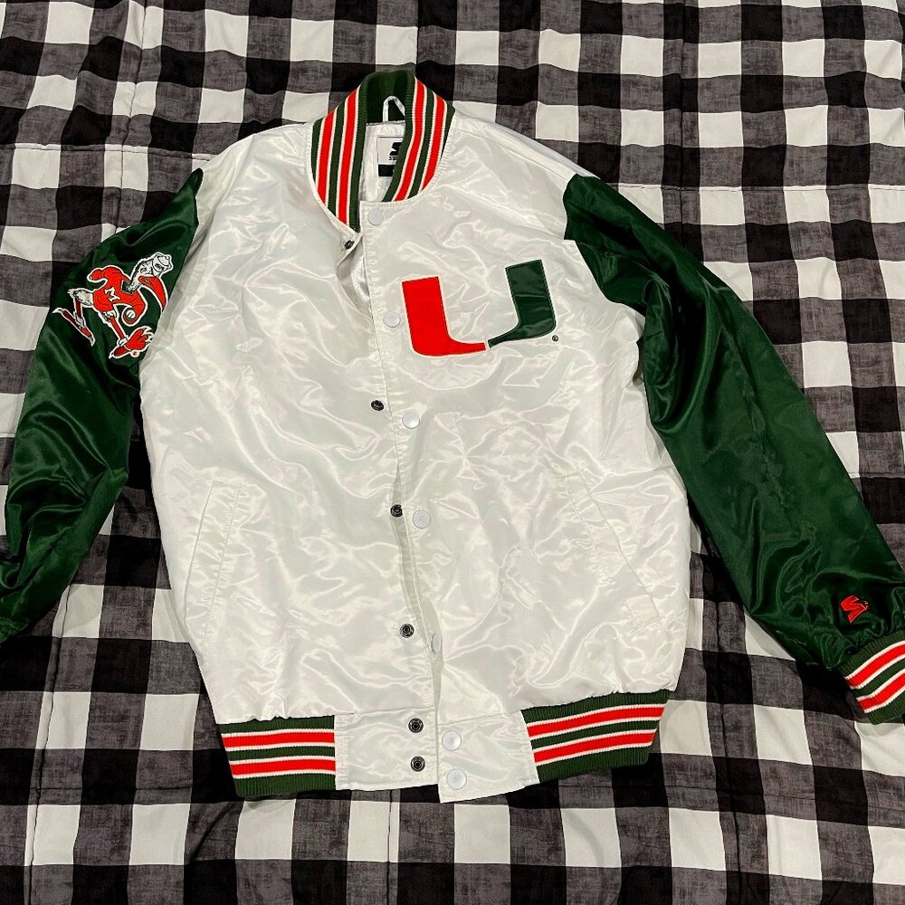 Retro Miami Hurricanes Starter "The Rookie" Satin Jacket, Size Large